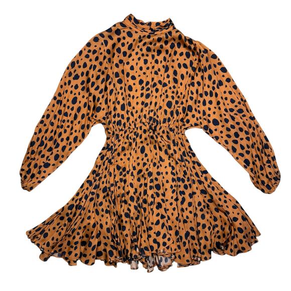 Rhode Dresses Brown Black Leopard Print Long Sleeve Caroline Mini Dress XS - Picture 9 of 14